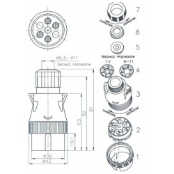 Zástrčka 7 polová PVC