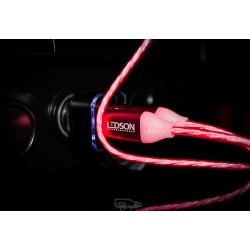 Světelná LED podložka POPPY s běžícím světlem na kabelu modrá/červená