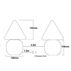 Sada zadních LED světel na magnet s 7,5m kabelem (12/24V, 7-pin, NEON)