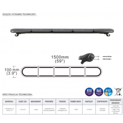 LED oranžová rampa 1500x100x45mm R65 R10 DARK