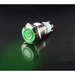 LED vodotěsný vypínač, 12-24V, 16mm, 3A, podsvícený + konektor