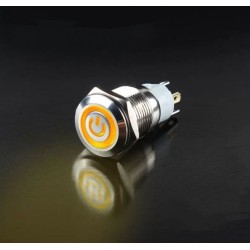 LED vodotěsný vypínač, 12-24V, 16mm, 3A, podsvícený + konektor
