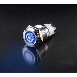 LED vodotěsný vypínač, 12-24V, 16mm, 3A, podsvícený + konektor