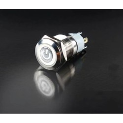 LED vodotěsný vypínač, 12-24V, 16mm, 3A, podsvícený + konektor