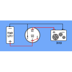 LED vodotěsný vypínač, 12-24V, 16mm, 3A, podsvícený + konektor