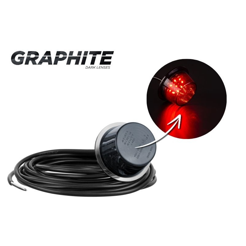 Červený LED modul pro obrysová světla DARK (70mm), 12/24V, kabel 5m