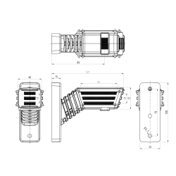 LED tykadlo WAŚ W297.3.3 č.2551 SPOT s blinkrem a projekcí na zem (12/24V)