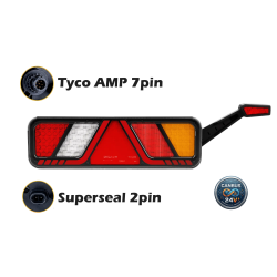 Fristom FT-700: Zadní LED světlo s trojúhelníkem a tykadlem (24V, CANBUS, AMP/Superseal)