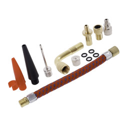 12dílná sada nástavců ke kompresoru a pumpě – redukce, jehly a 90° prodloužení