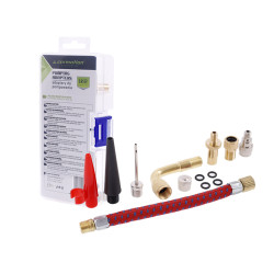 12dílná sada nástavců ke kompresoru a pumpě – redukce, jehly a 90° prodloužení